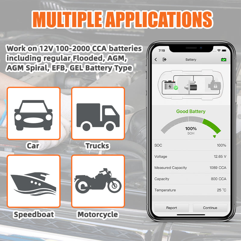 OTOFIX BT1 Lite Battery Tester multiple applications