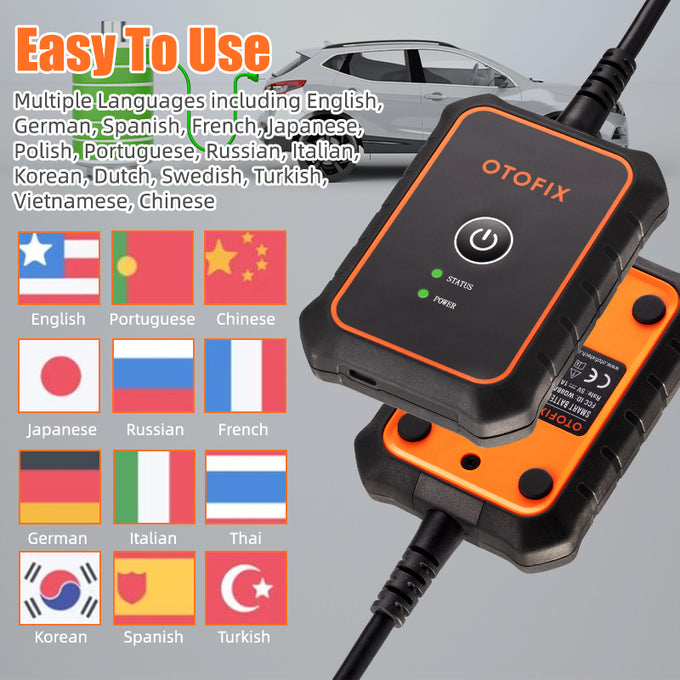 OTOFIX BT1 Lite Battery Tester is easy to use, it multiple languages including English, German, Spanish, French, Japanese, Polish, Portuguese, Russian, Italian, Korean, Dutch, Swedish, Turkish, Vietnamese, Chinese.